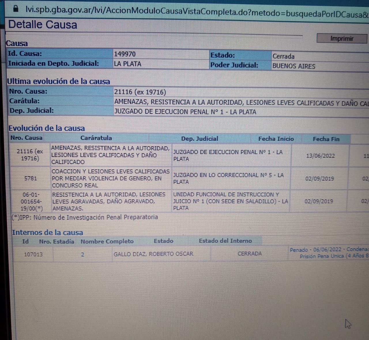 ANTECEDENTES PRESO