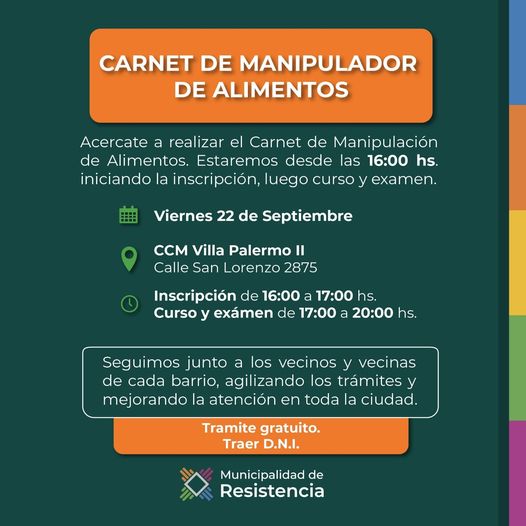Manipulador de alimentos carnet municipal