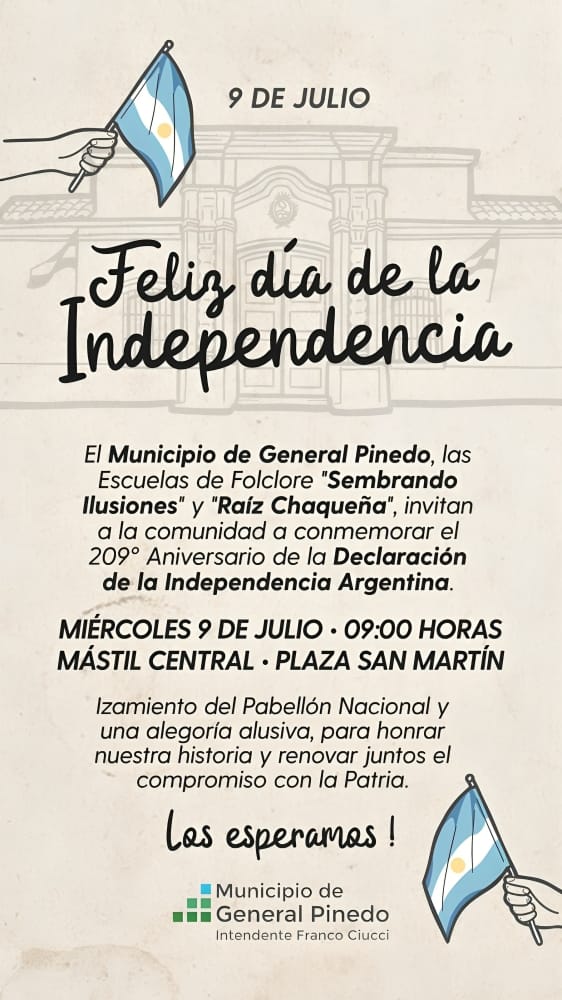 General Pinedo celebro el Día de la Independencia con un acto en la Plaza San Martín