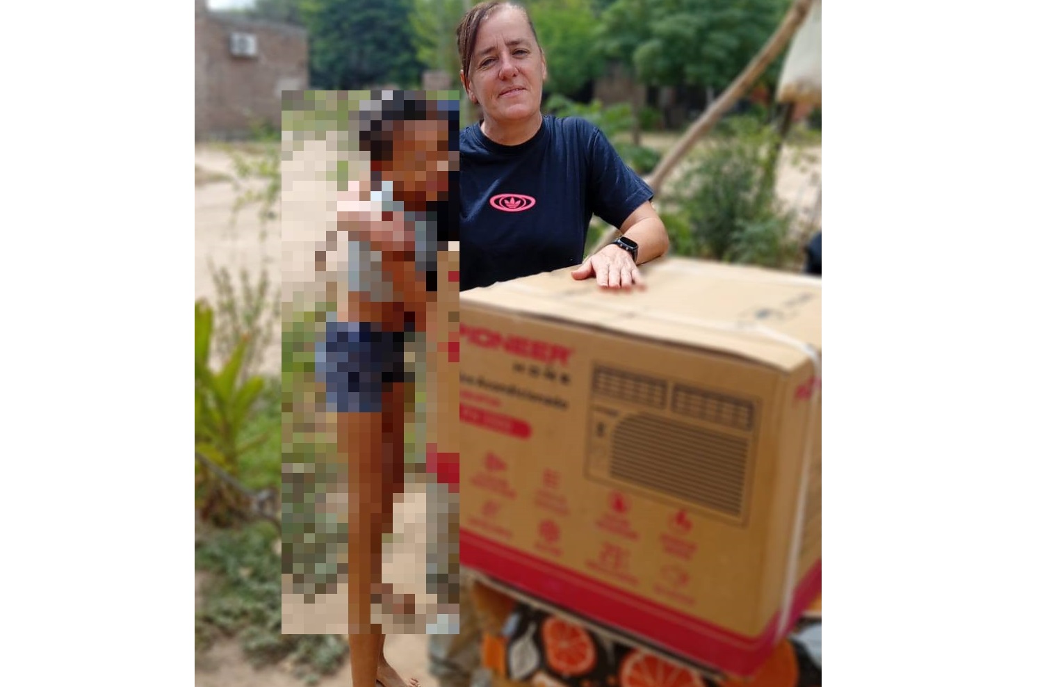Solidaridad en acción: María José Suárez asistió a dos familias de Campo Largo